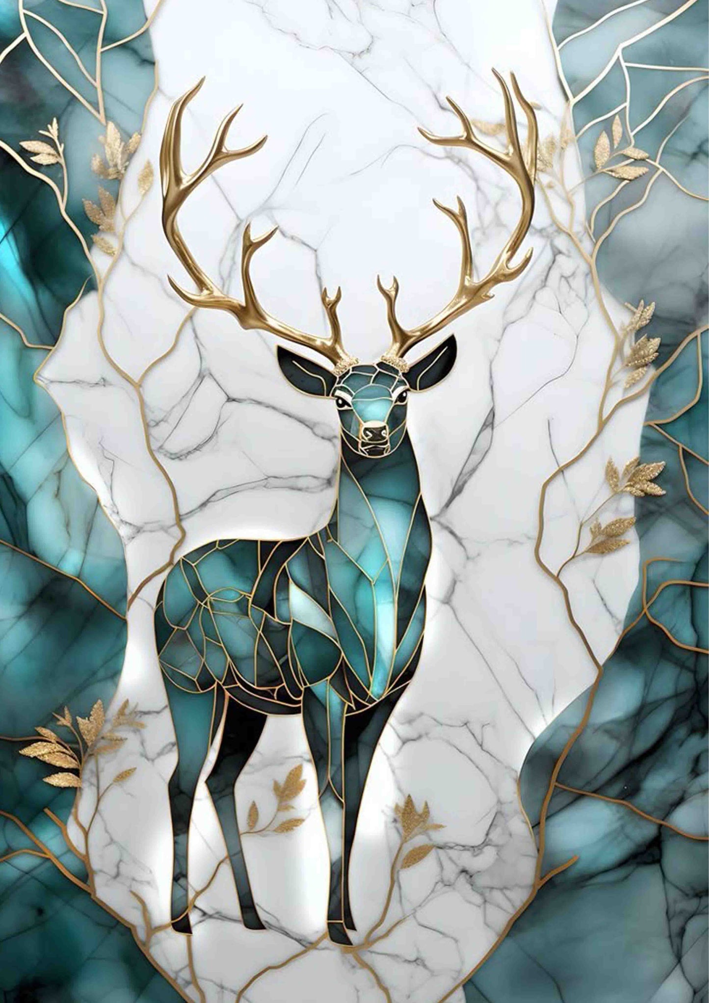Golden Stagglass Poster Wall Art