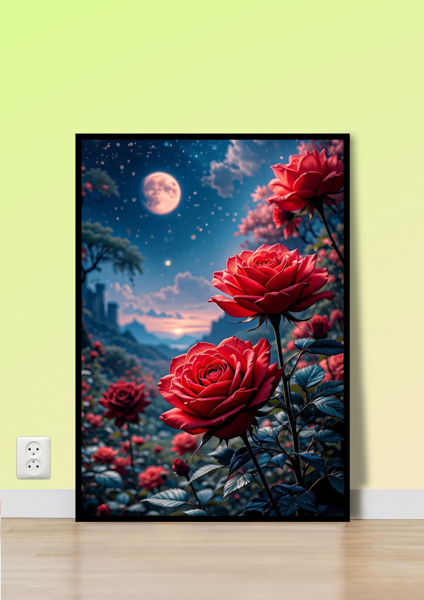 Midnight Blossom Red Roses poster Wall Art