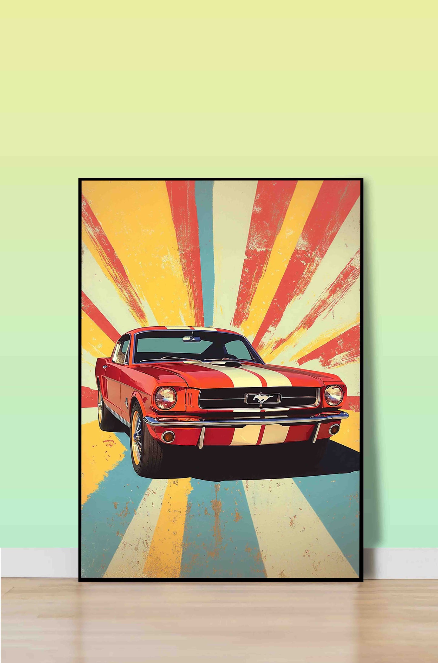 Retro Mustang Burst Poster Wall Art