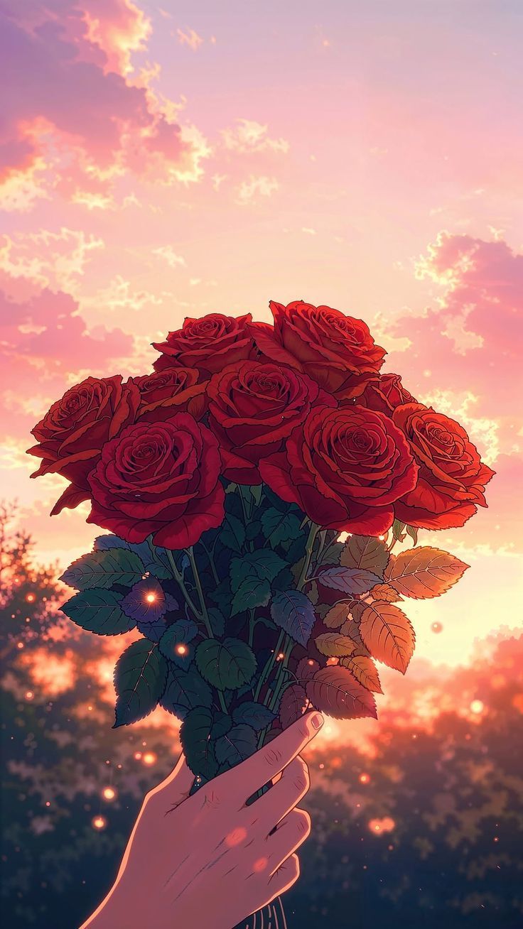 Golden Hour Blooms Poster Wall Art