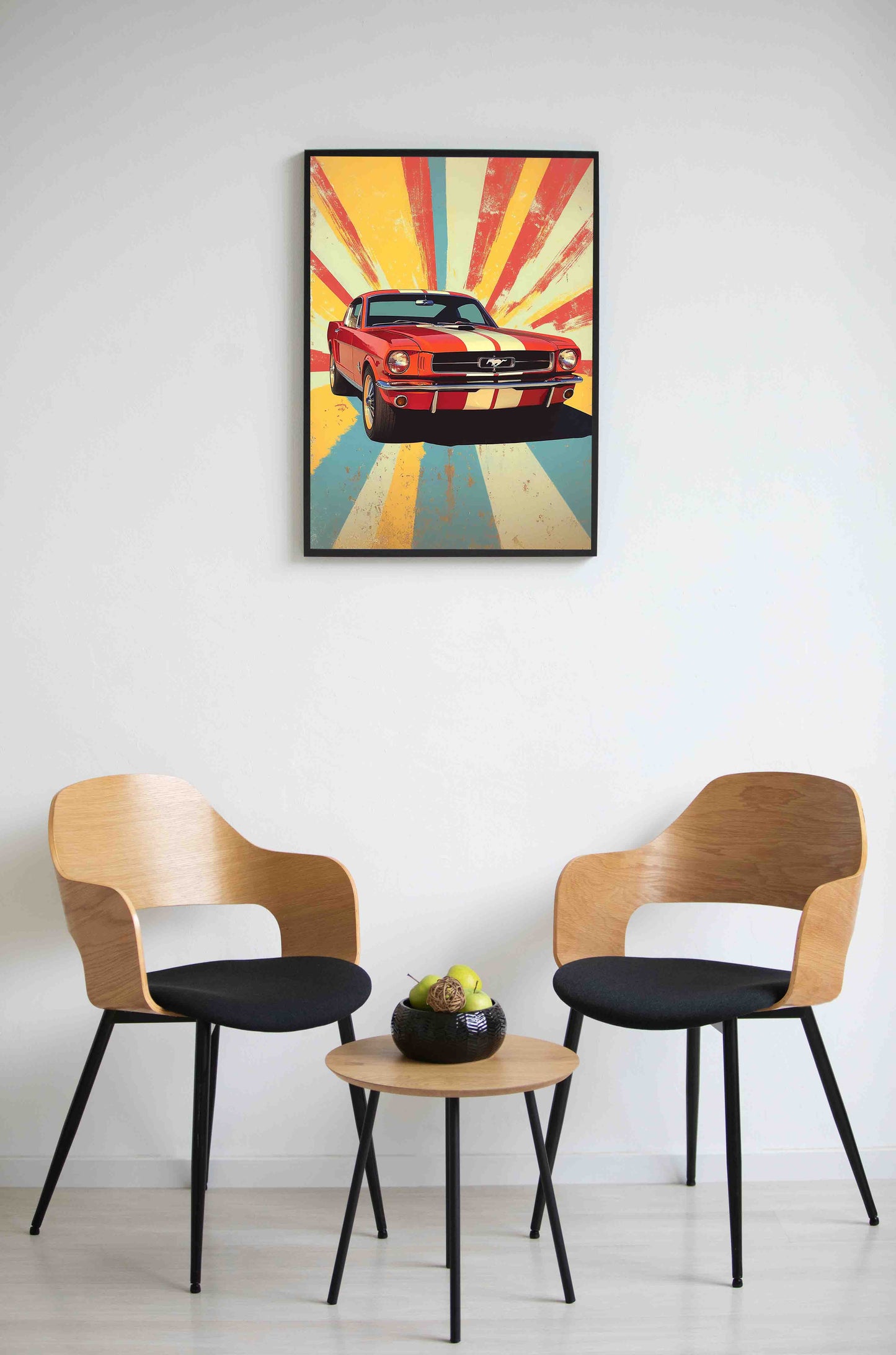 Retro Mustang Burst Poster Wall Art