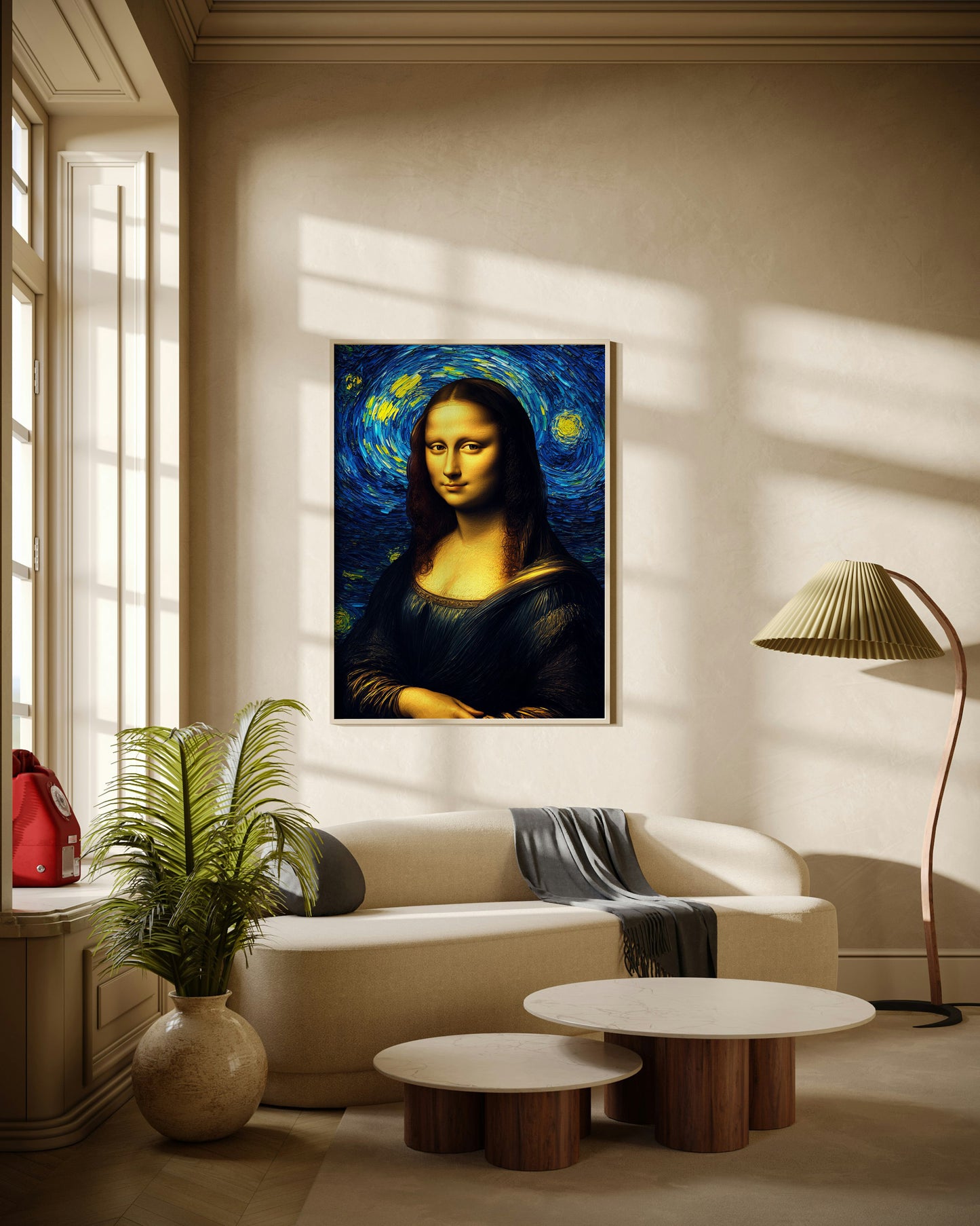 Mona Lisa Under the Starry Night Poster Wall Art