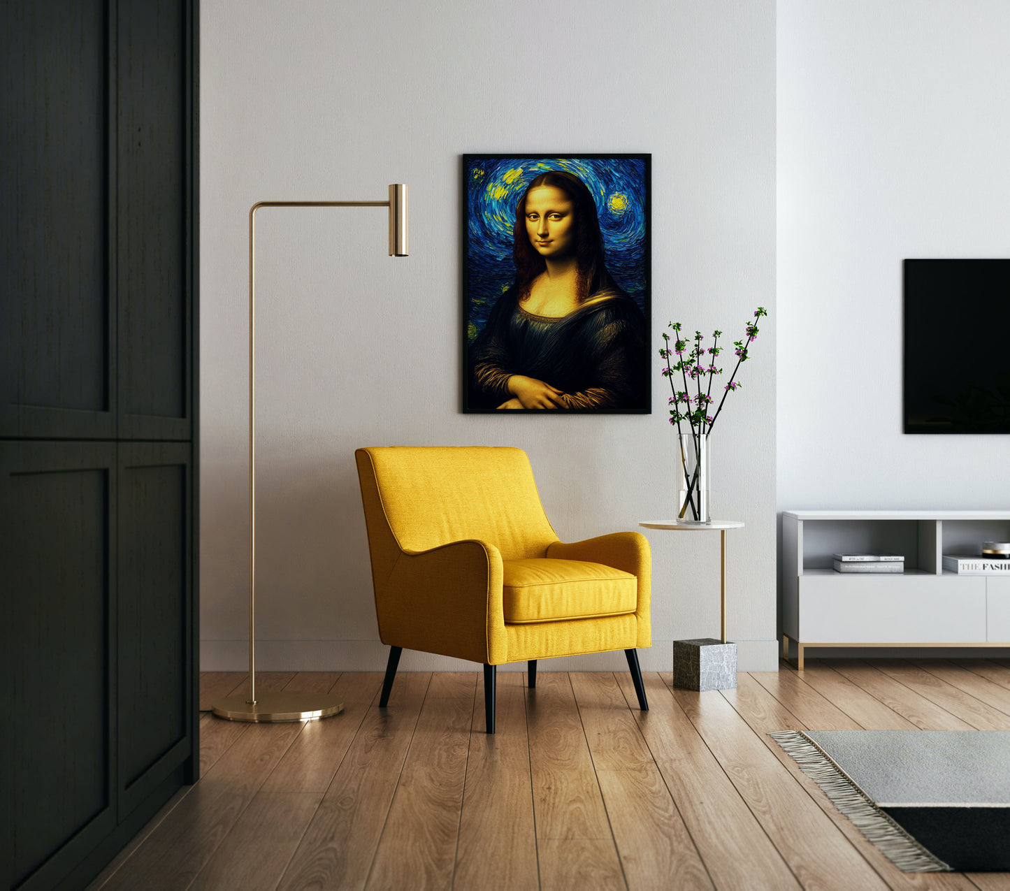 Mona Lisa Under the Starry Night Poster Wall Art