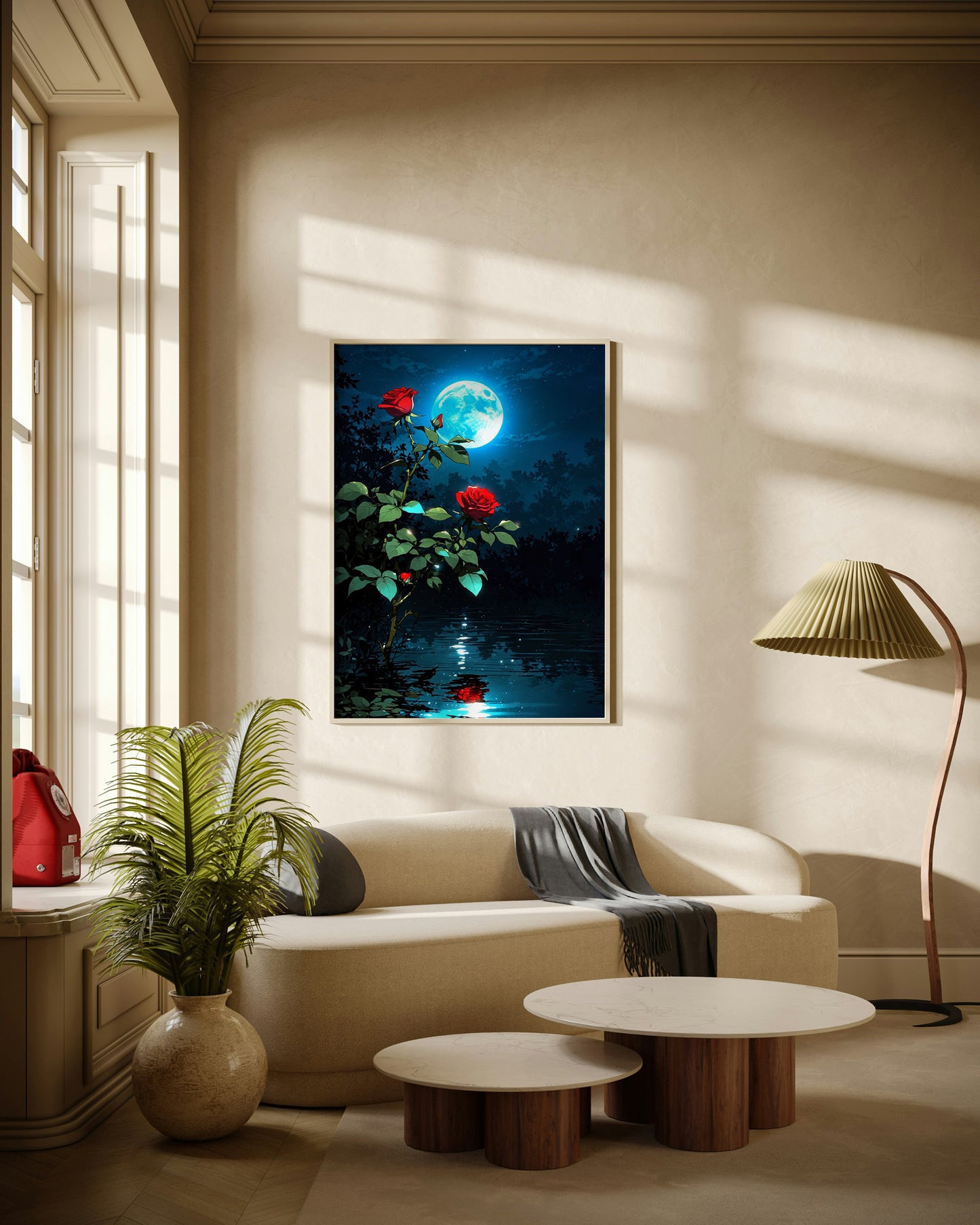 Moonlit Roses Poster Wall Art