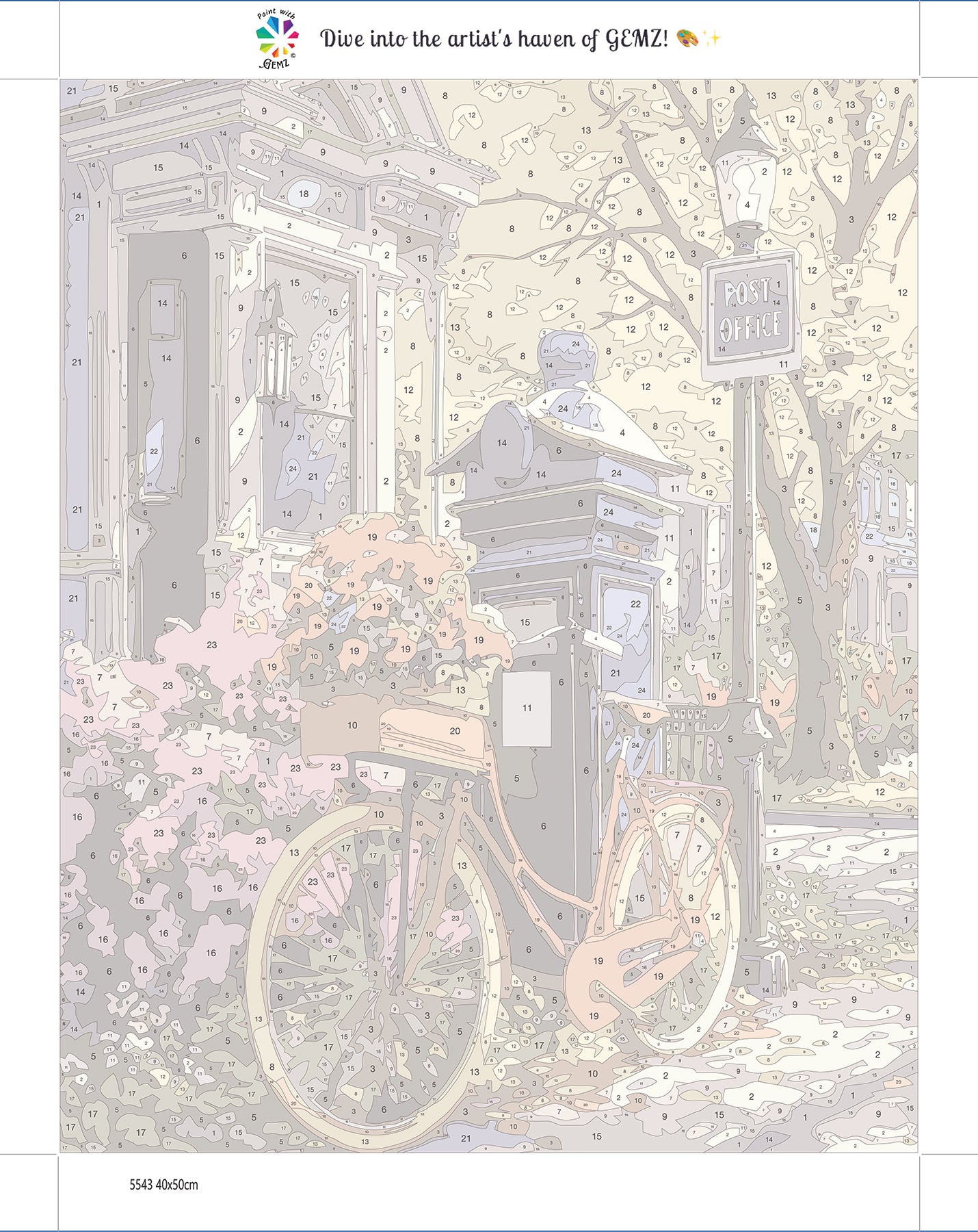 The Bicycle by the Post Paint by Numbers kit