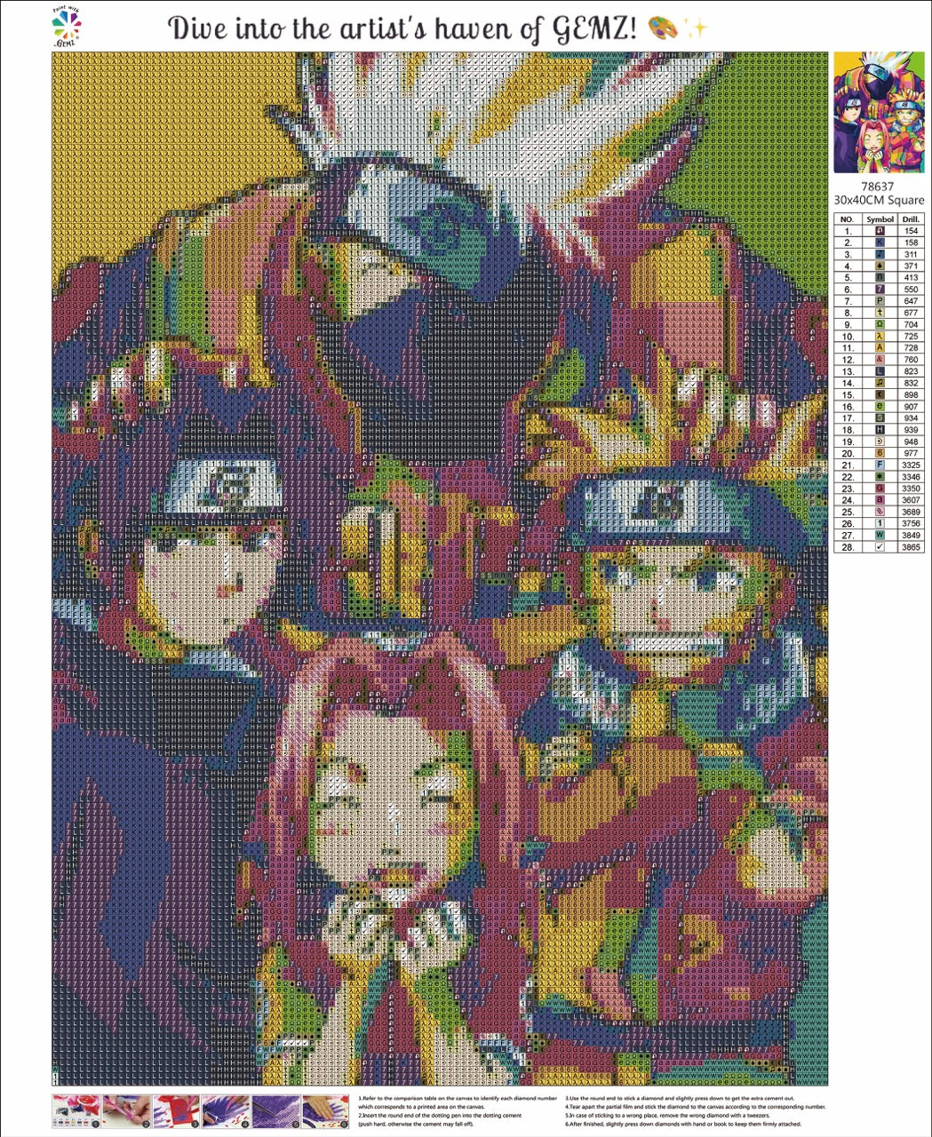 Vibrant Shinobi Pop Art Diamond Painting Kit