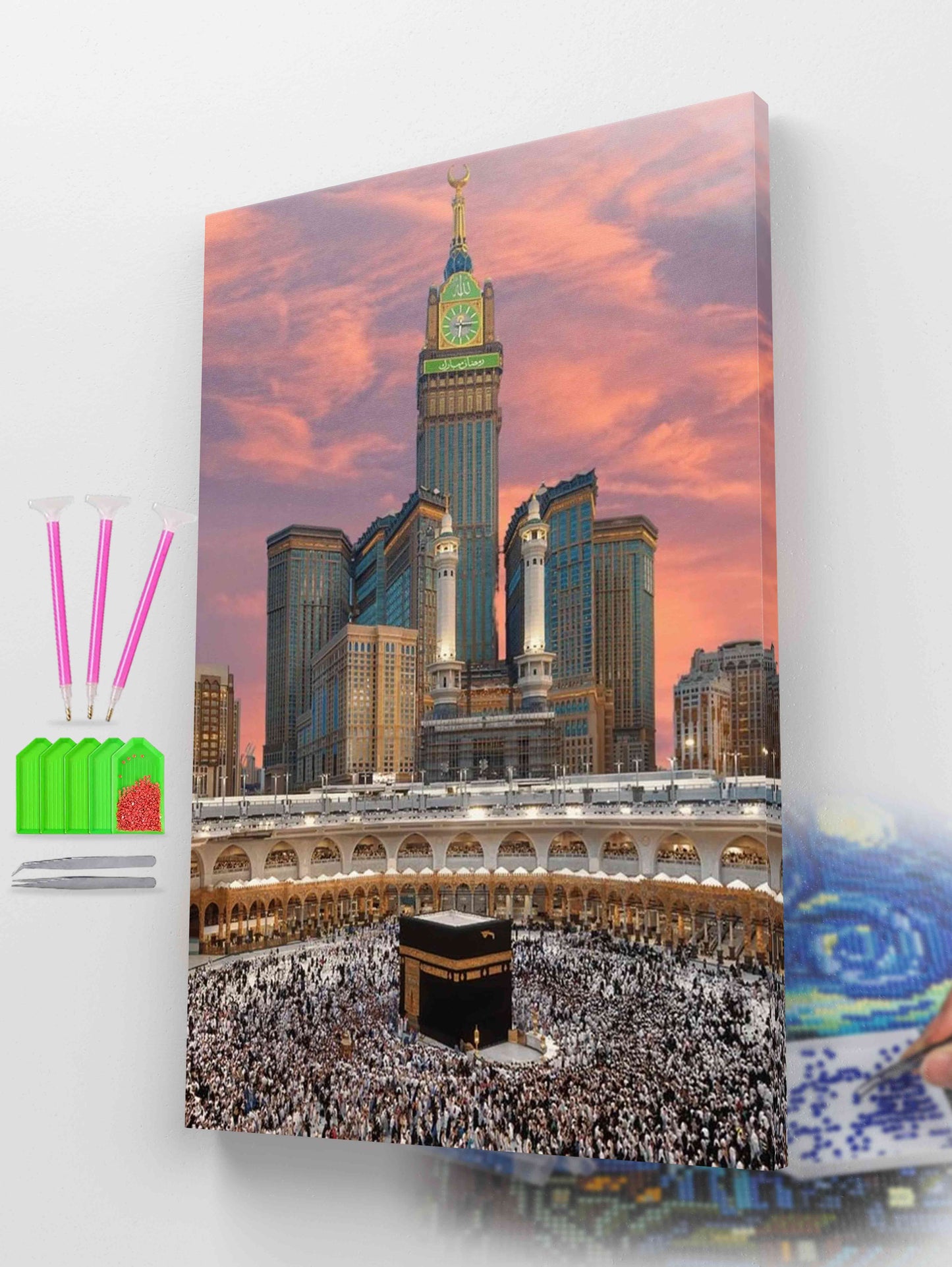Sacred Skyline Kaaba & Clock Tower Diamond painting kit