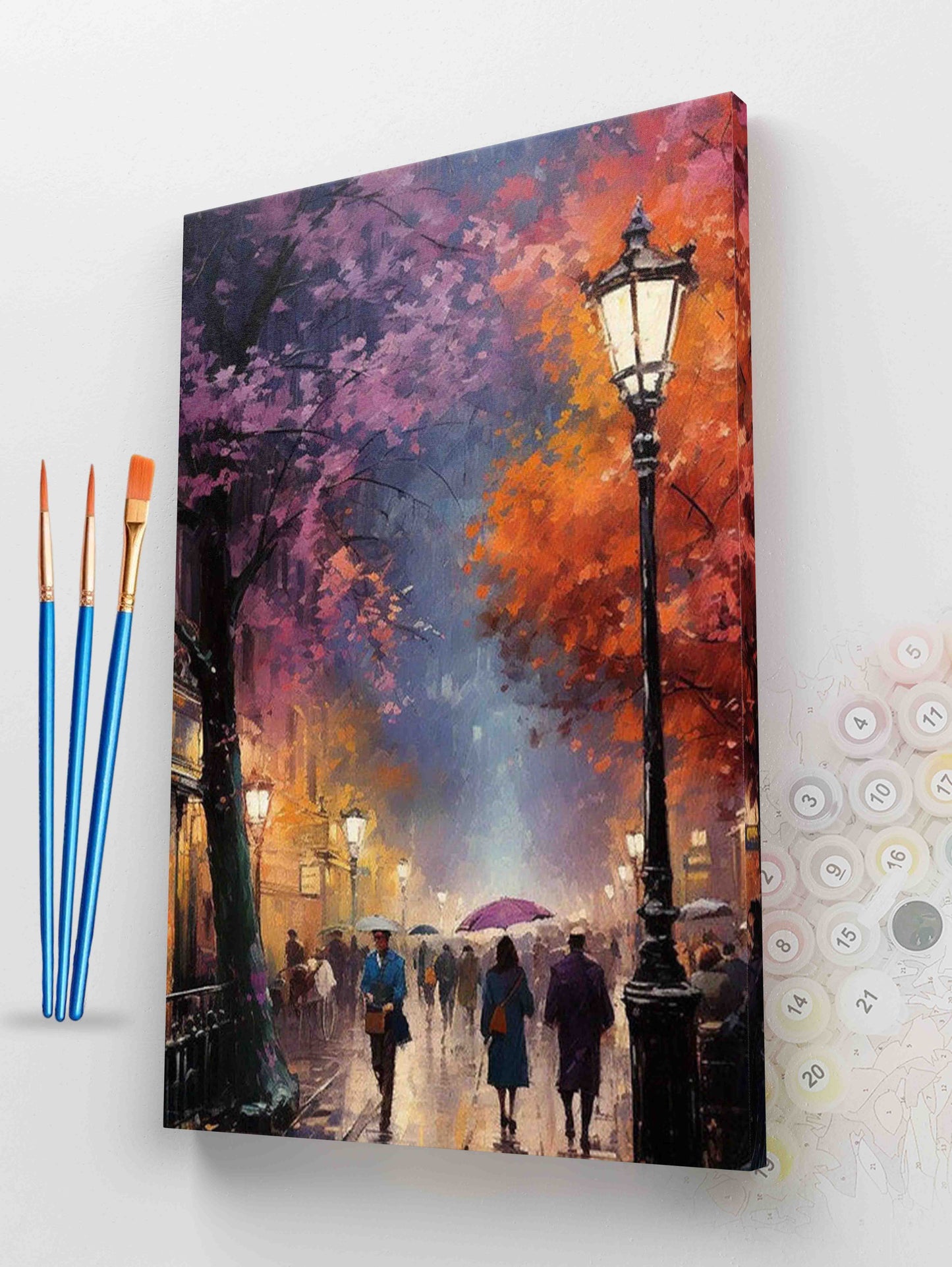 Rainy evening stroll | Paint by Numbers Kit