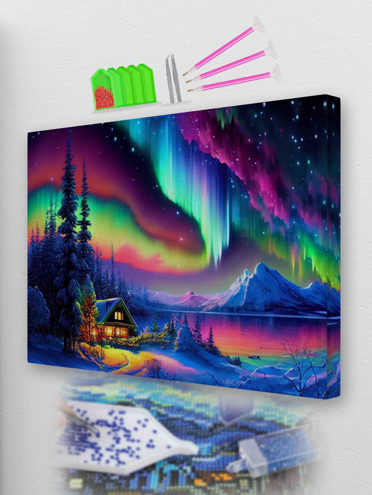 Vibrant Aurora Cosy Lakeview | Diamond Painting Kit