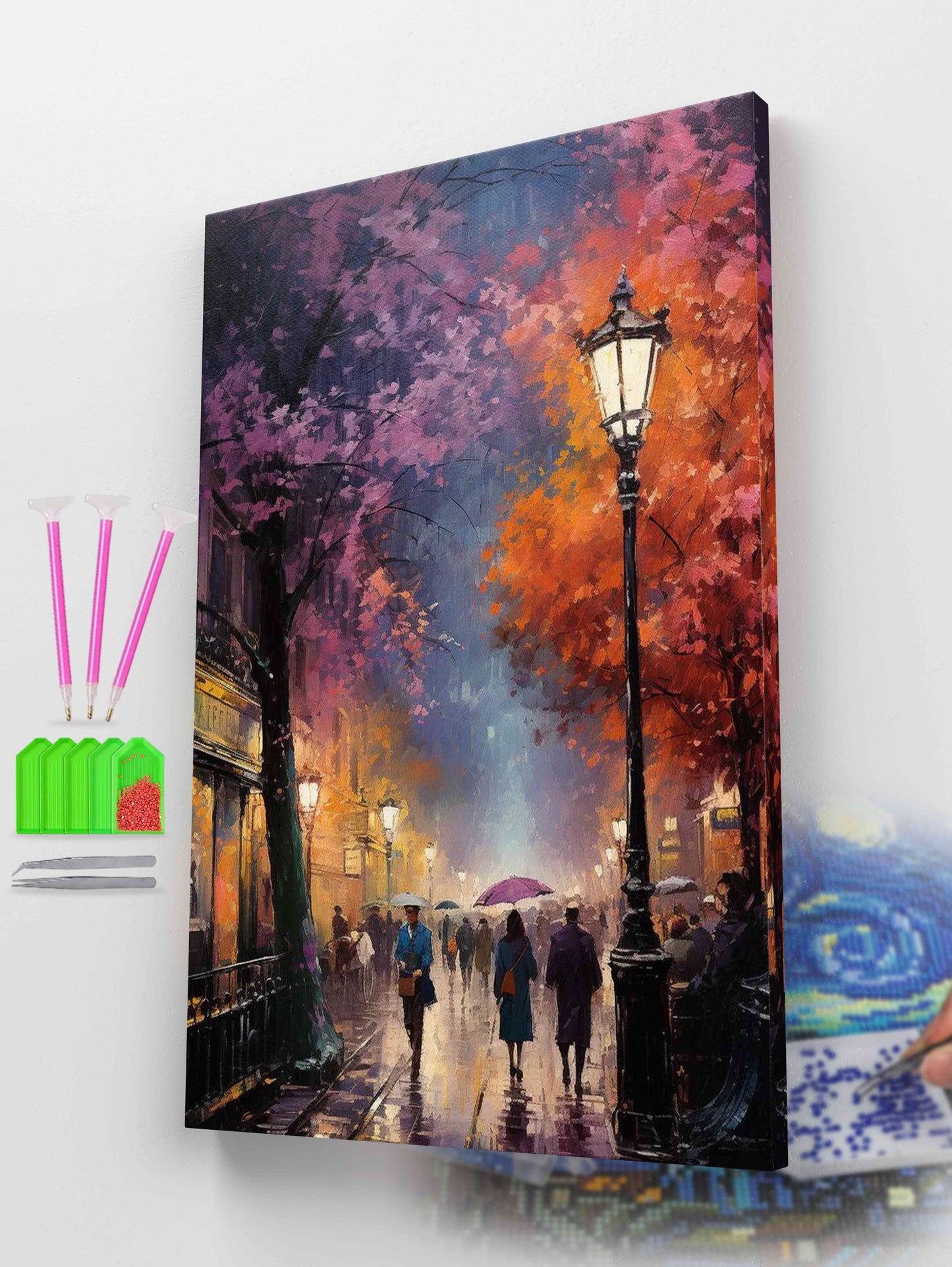 Rainy evening stroll Diamond Painting Kit