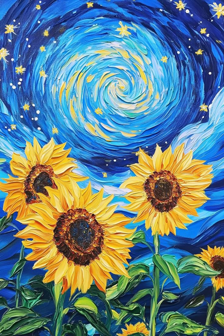 Sunflowers Under the Stars| Diamond Painting Kit