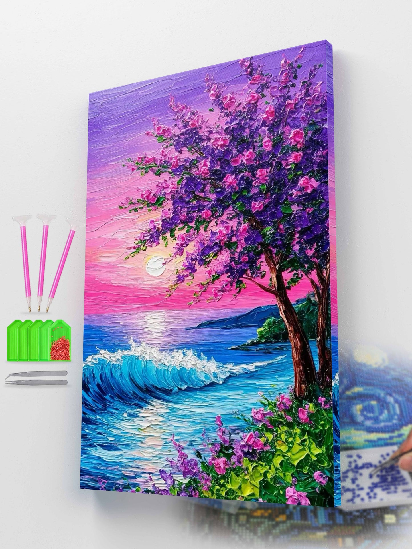Sunset Seascape with Blooming Diamond Painting Kit