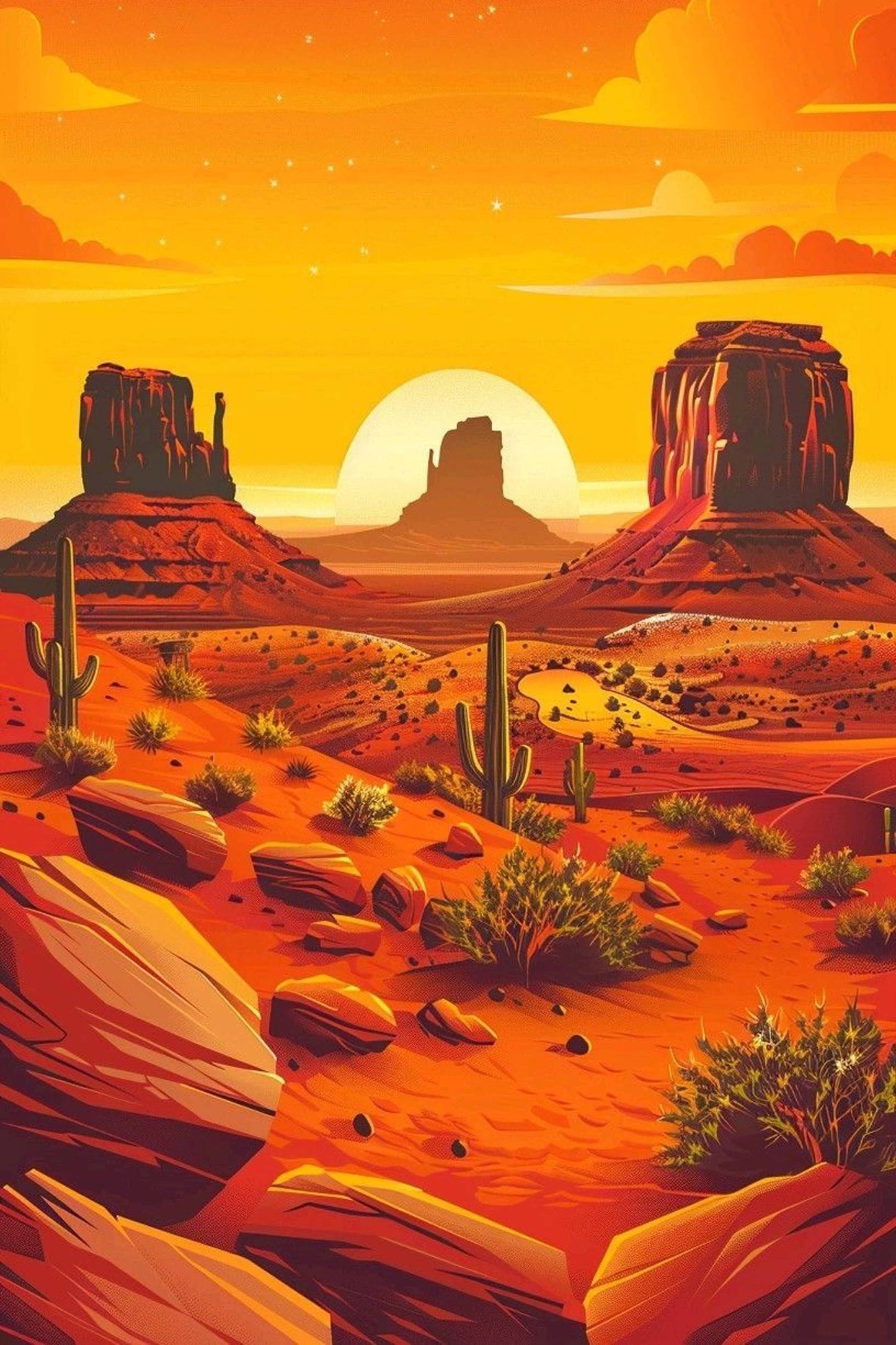 Desert Landscape at Sunset Paint by Numbers Kit