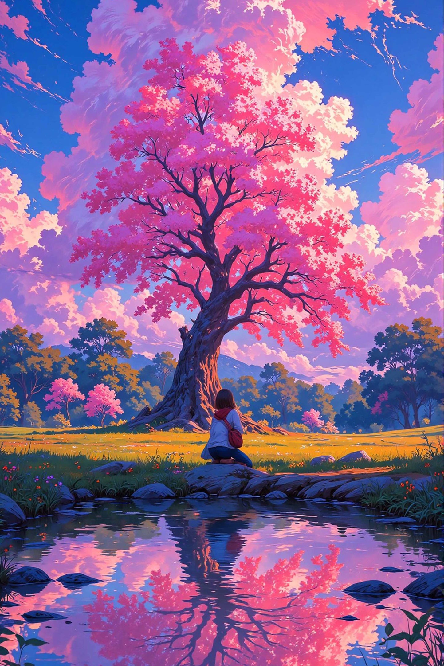 Serene Pink Blossom Tree Diamond Painting Kit