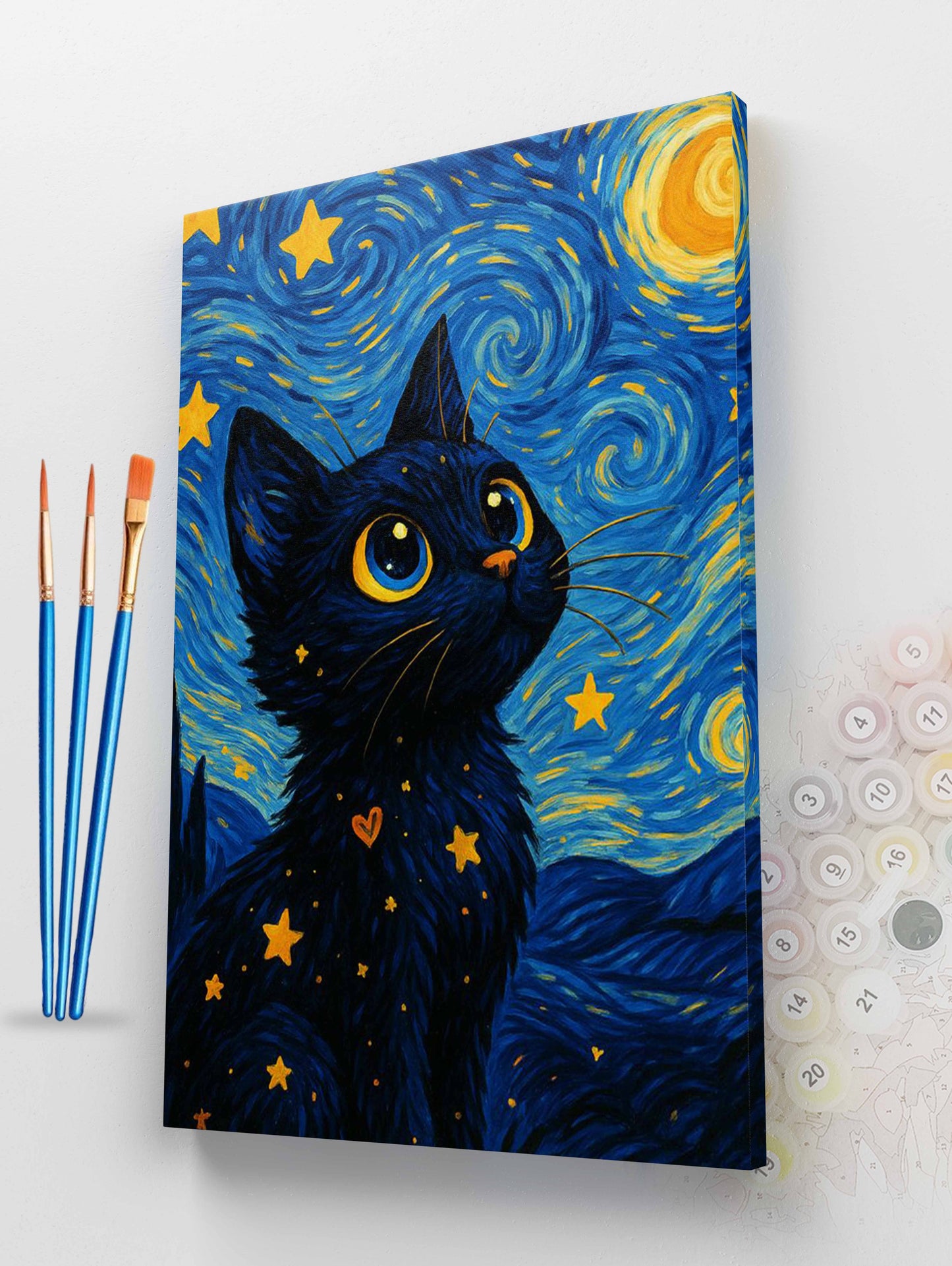 Starry Night Cat Paint by Numbers Kit