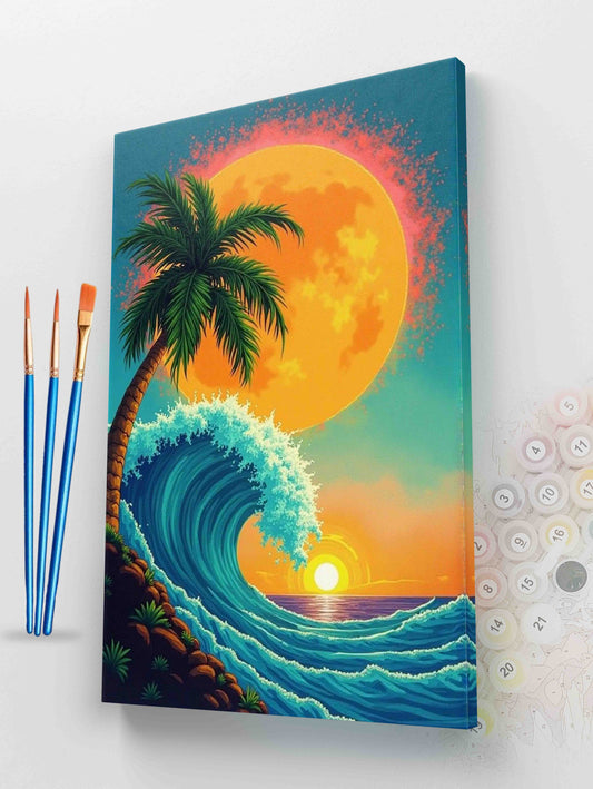 Tropical Wave Sunset Paint by Numbers Kit