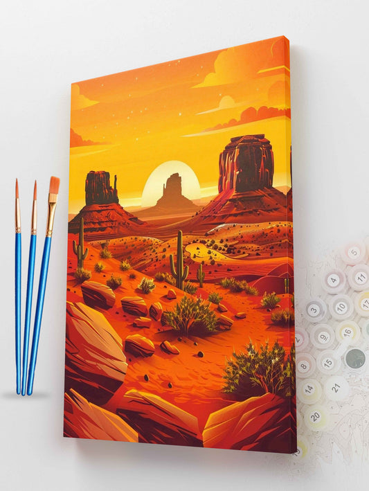 Desert Landscape at Sunset Paint by Numbers Kit