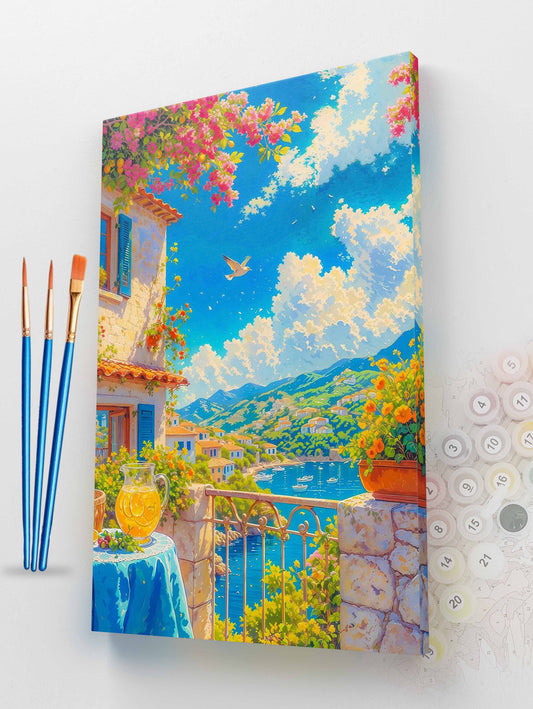 Seaside Villa View Paint by Numbers Kit