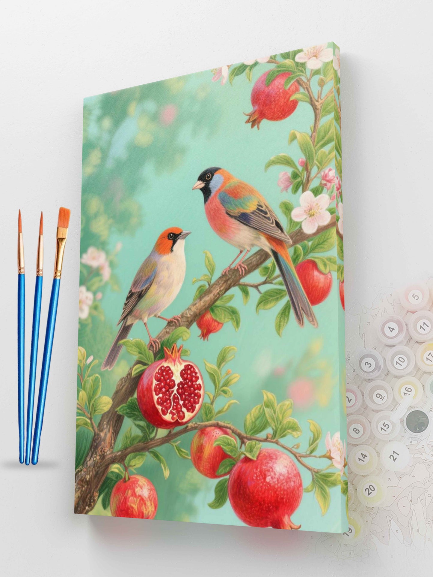 Two Birds on a Pomegranate Branch Paint by Numbers Kit