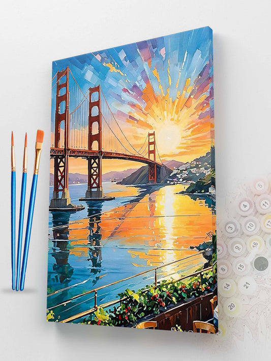 Vibrant Bridge Sunset Paint by Numbers Kit
