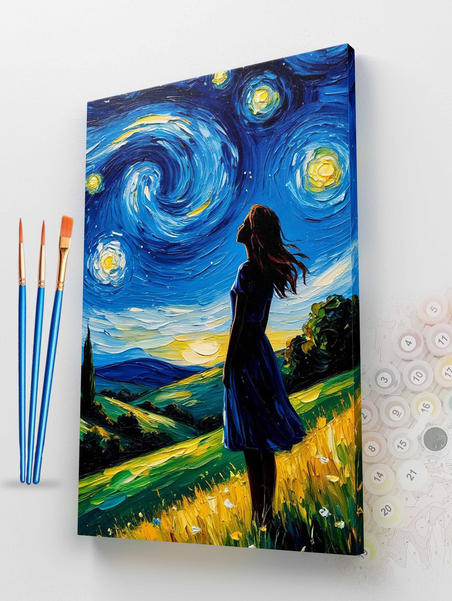 Starry Night Girl Paint by Numbers Kit