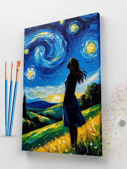 Starry Night Girl Paint by Numbers Kit