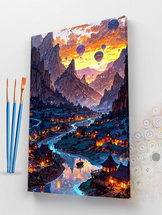 Mountain Balloon Valley Paint by Numbers Kit