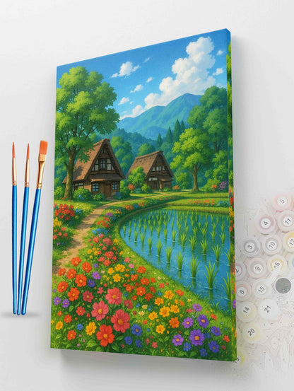 Traditional Japanese Village Paint by Numbers Kit
