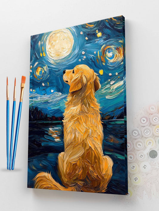 Starry Night Dog Paint by Numbers Kit