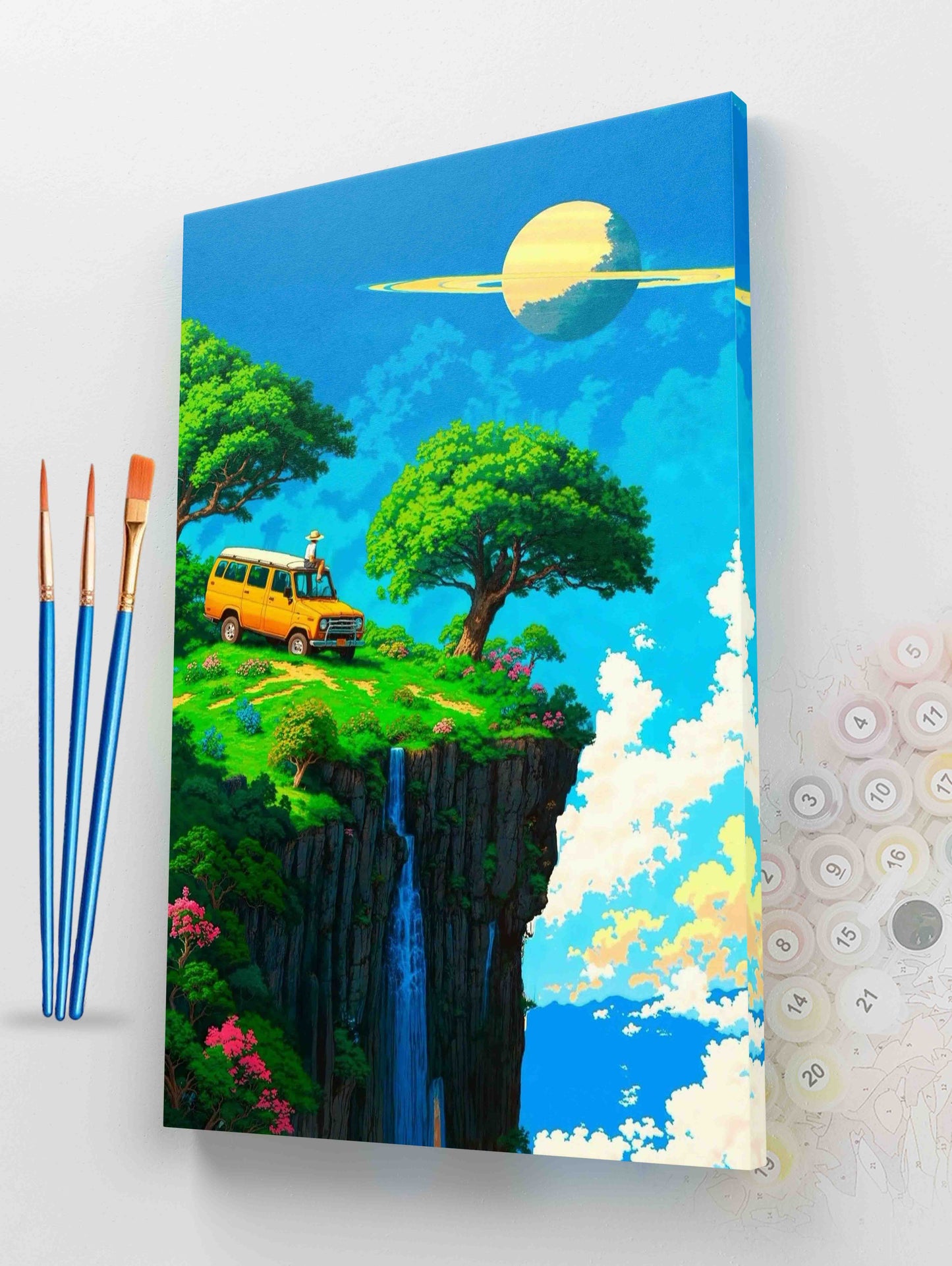 Cliffside Van with Ringed Planet Paint by Numbers Kit