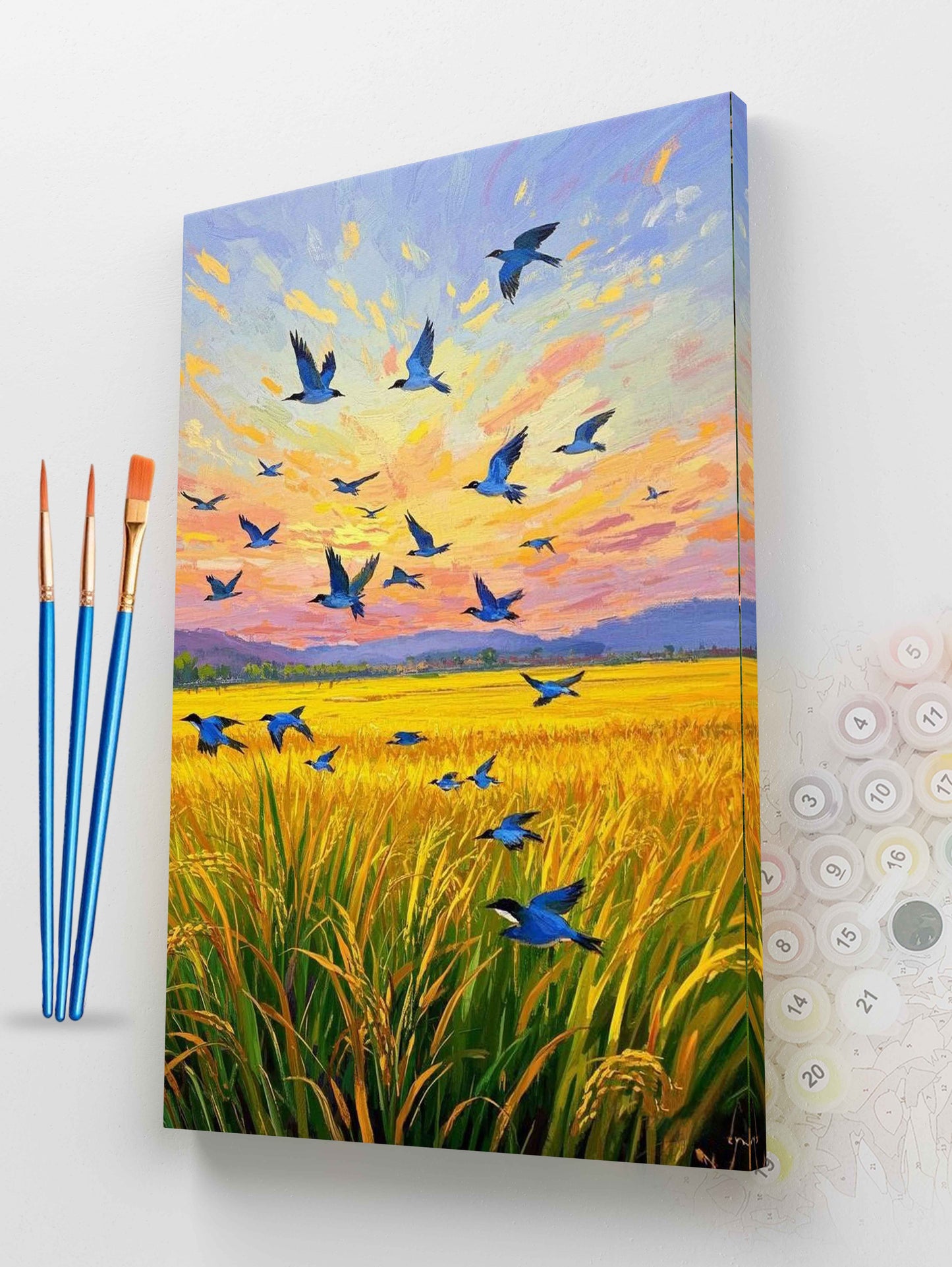 Birds over Golden Field Paint by Numbers Kit