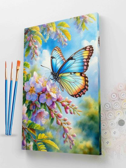 Butterfly on a Flowering Branch Paint by Numbers Kit