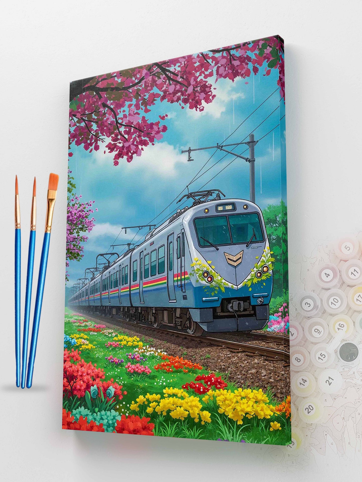 Train in a Flower Field Paint by Numbers Kit