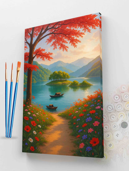 Autumn Lake Path Paint by Numbers Kit