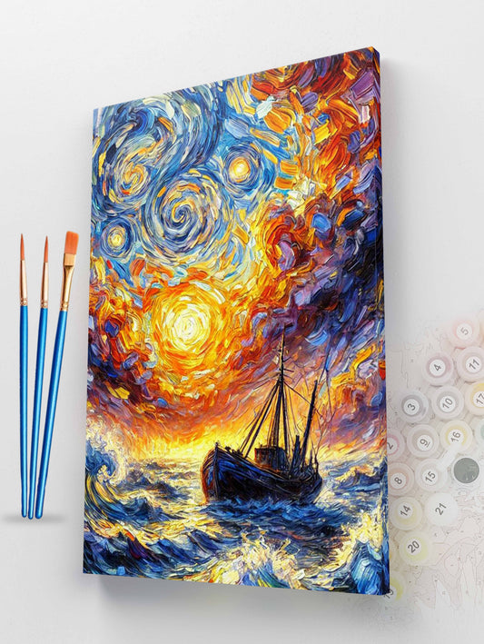 Starry Night Ship Paint by Numbers Kit