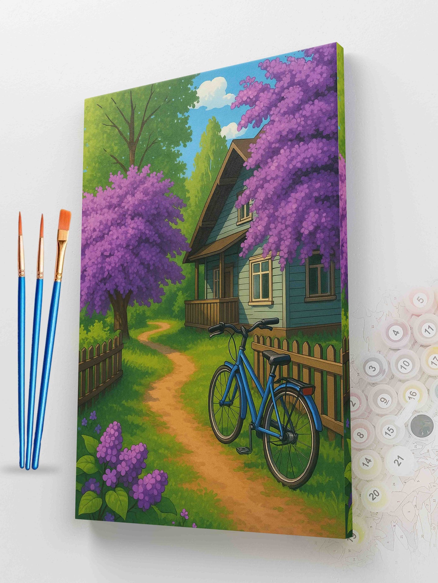Bicycle at the Purple-Tree House Paint by Numbers Kit