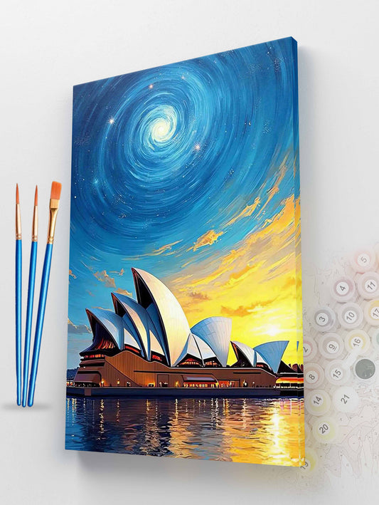 Starry Night Opera House Paint by Numbers Kit