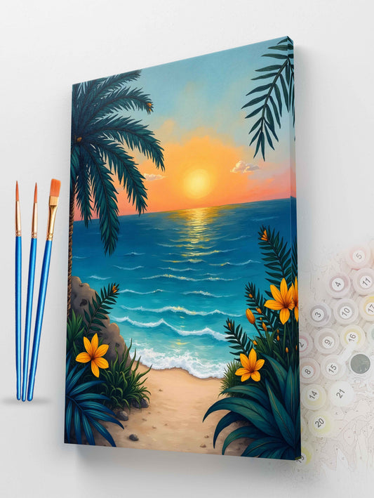 Tropical Beach Sunset Paint by Numbers Kit