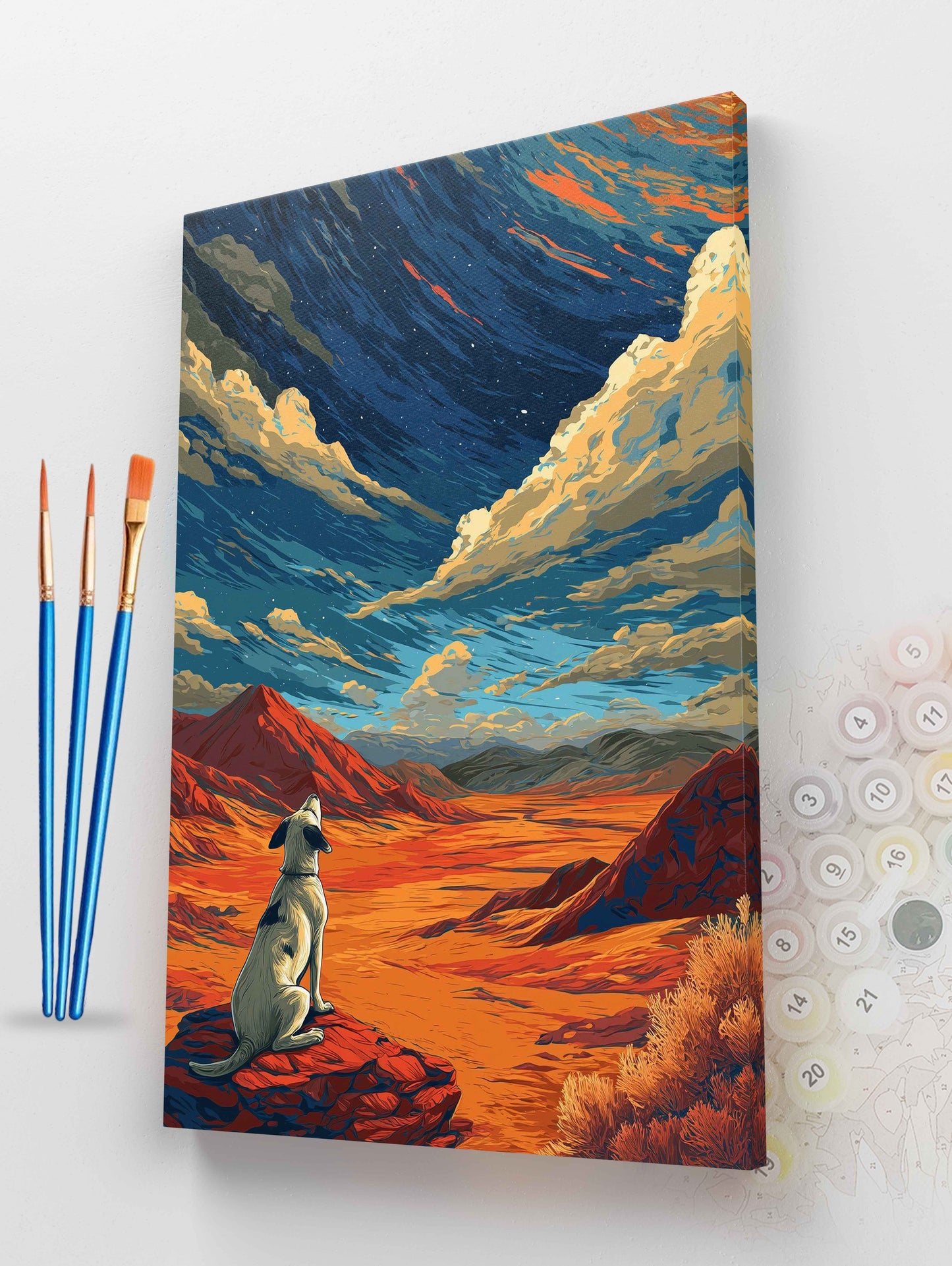 Dog on a Rock in the Desert Paint by Numbers Kit