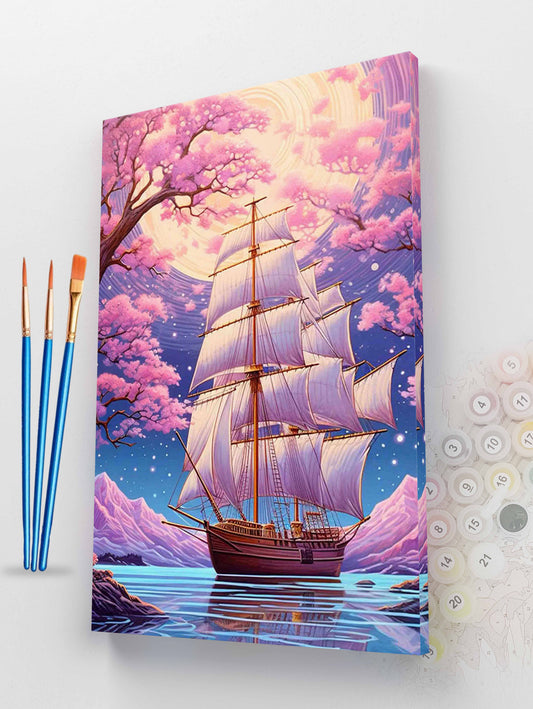 Sailboat Under the Moon Paint by Numbers Kit
