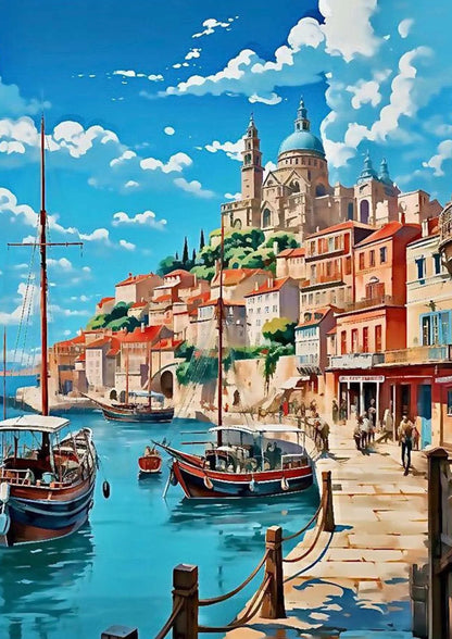 Sunlight over Stone and Sea Poster Wall Art