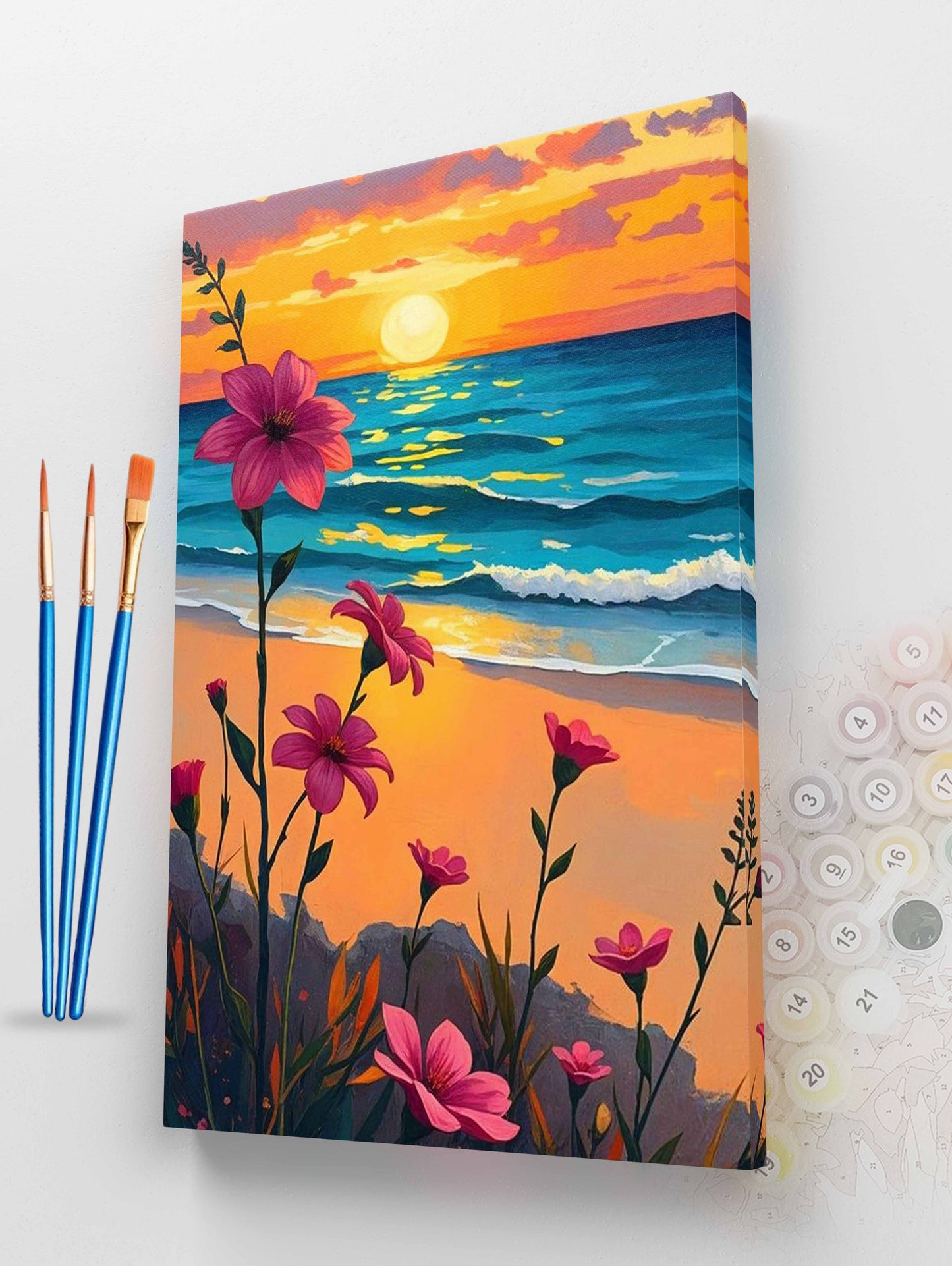 Sunset Beach Flowers Paint by Numbers Kit