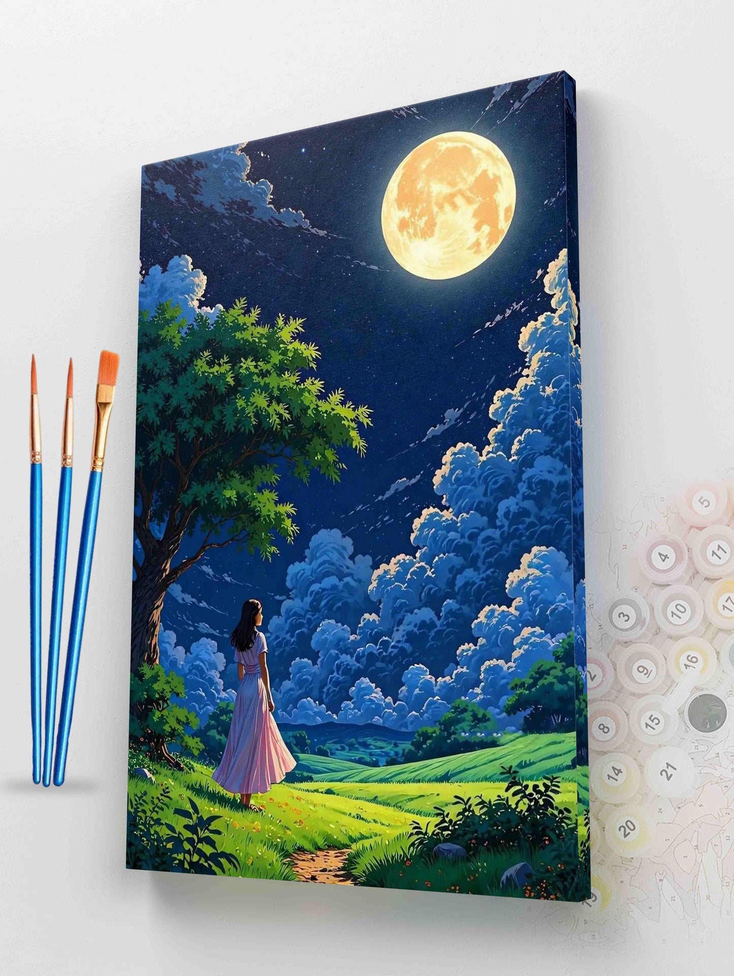 A Girl on a Moonlit Path Paint By Numbers Kit
