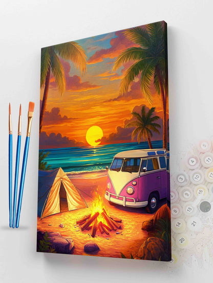 Tropical Beach Sunset Van Paint by Numbers Kit