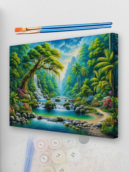 Tropical Forest Waterfall Paint by Numbers Kit