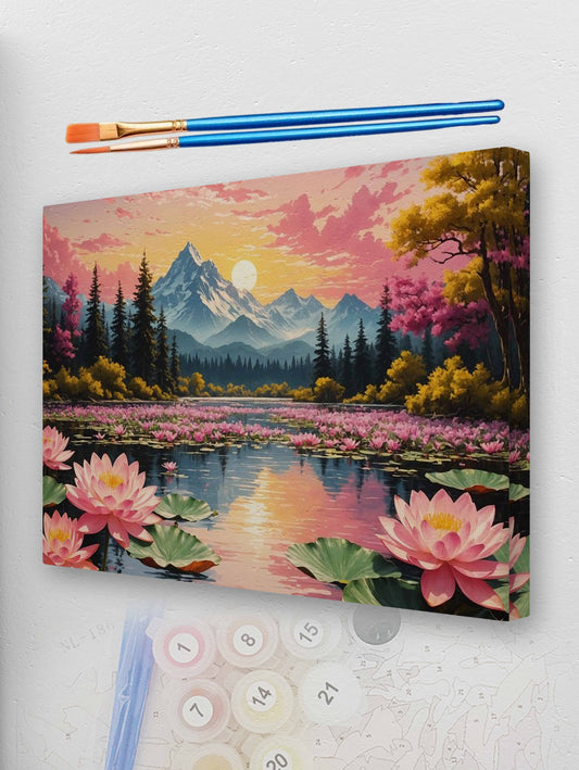 Pink Peak Landscape Paint by Numbers Kit