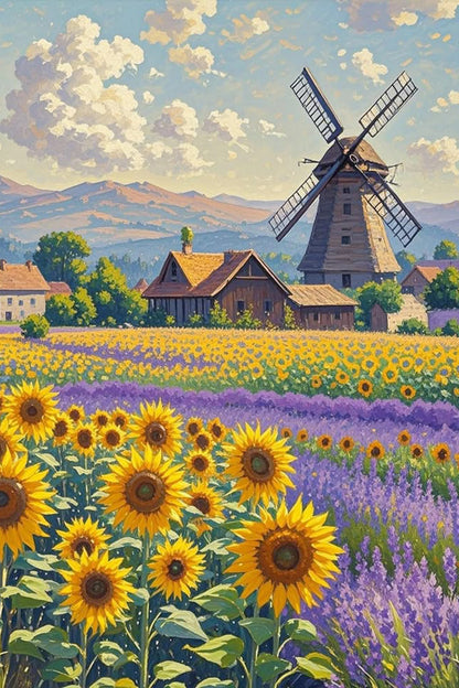 Sunflowers and Lavender Diamond Painting Kit