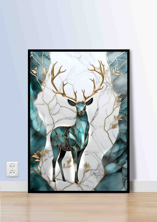 Golden Stagglass Poster Wall Art