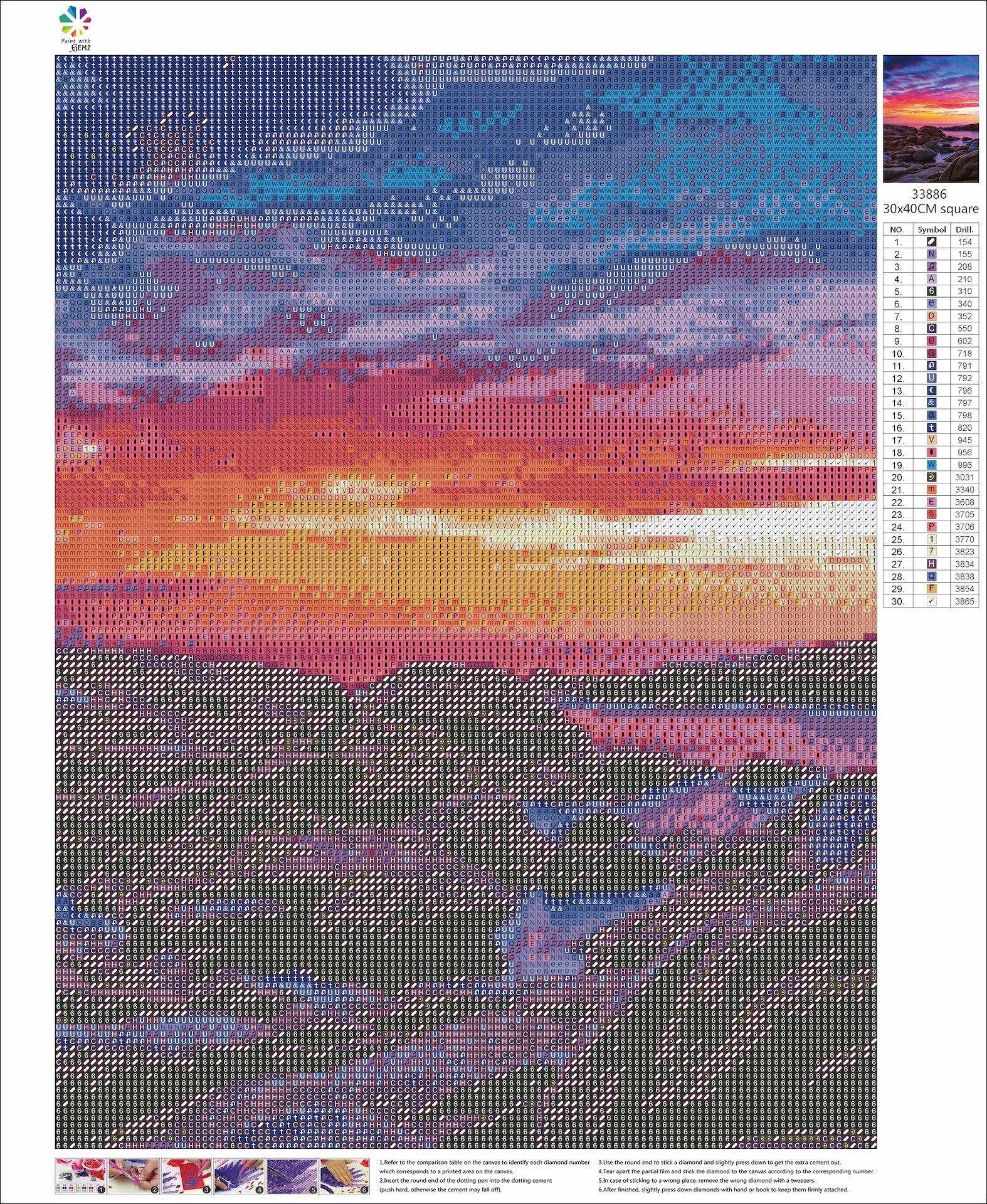Vivid Seaview Sunset | Diamond Painting Kit - Paint with Gemz
