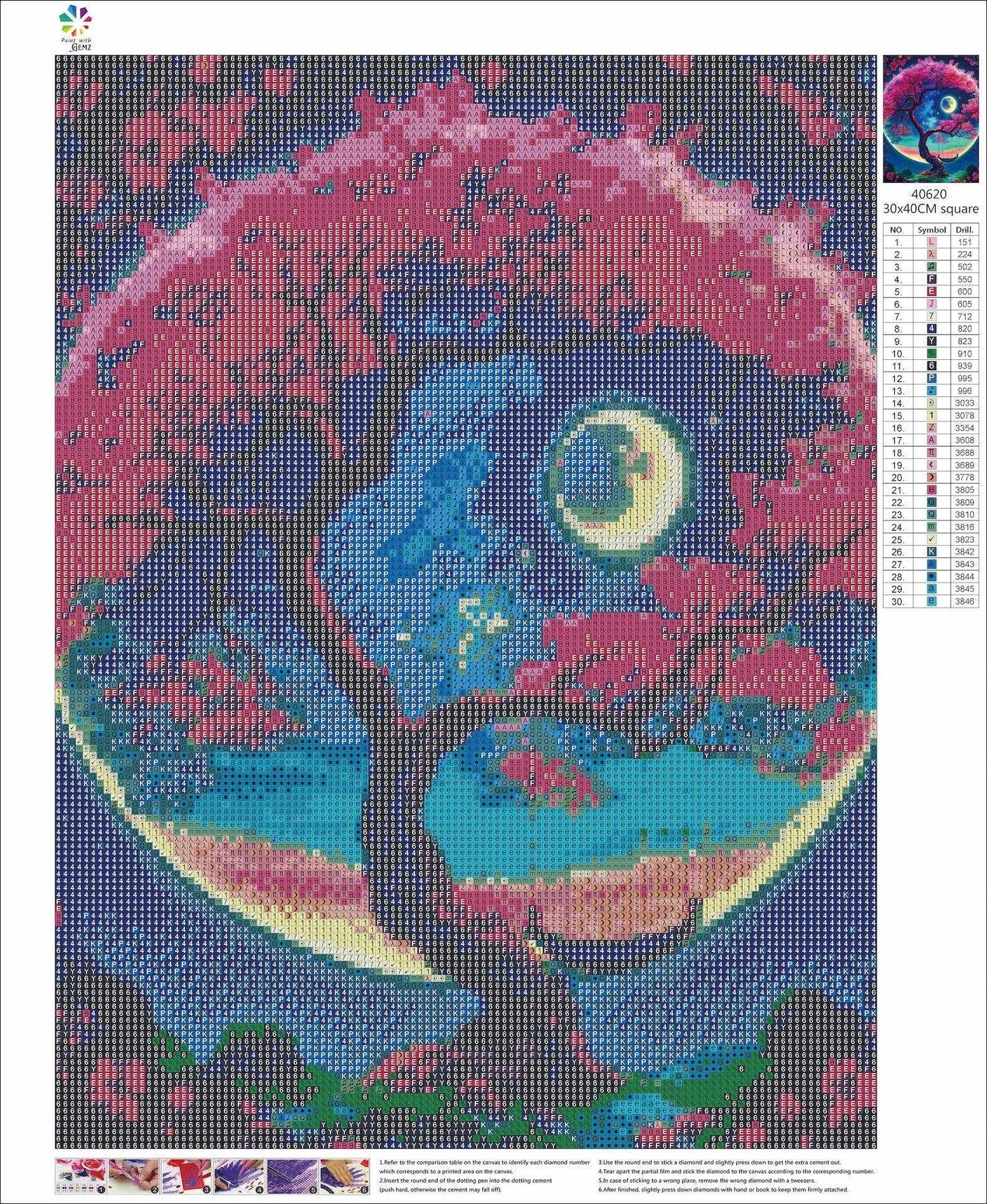 Midnight blossom | Diamond Painting Kit - Paint with Gemz
